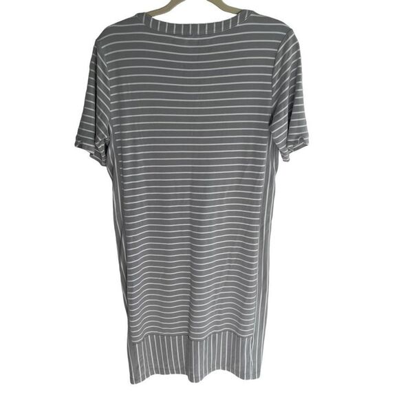 Athleta Gray White Striped Soft Short Shirt Tshirt Dress Women’s Size Small - Picture 5 of 5
